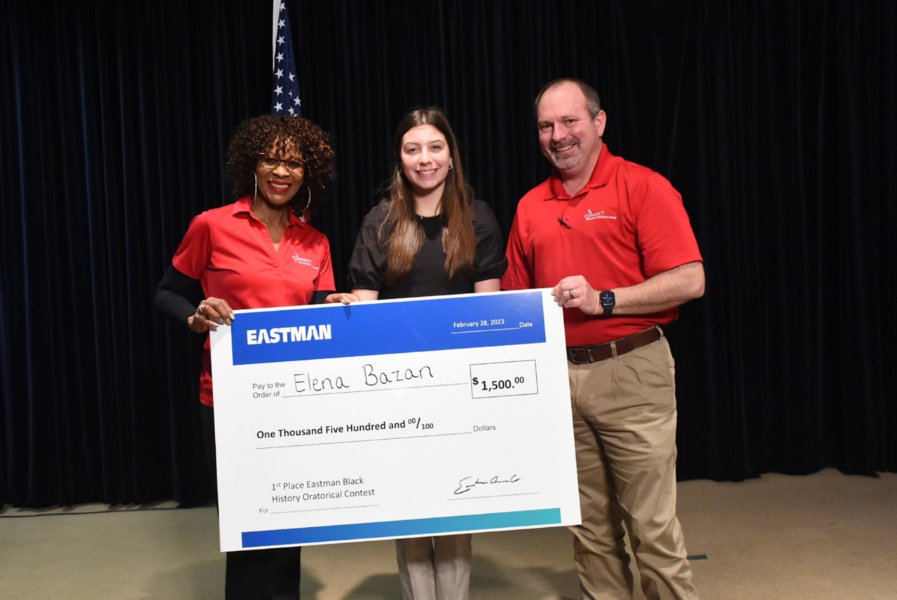 Elena Bazan, 1st place winner of Eastman Black History Oratorical Contest Elena Bazan, 1st place winner of Eastman Black History Oratorical Contest